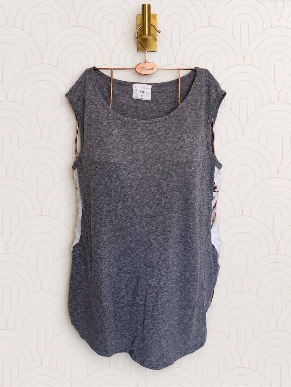 T.La Charcoal Gray Mixed Media Scoop Neck Tank